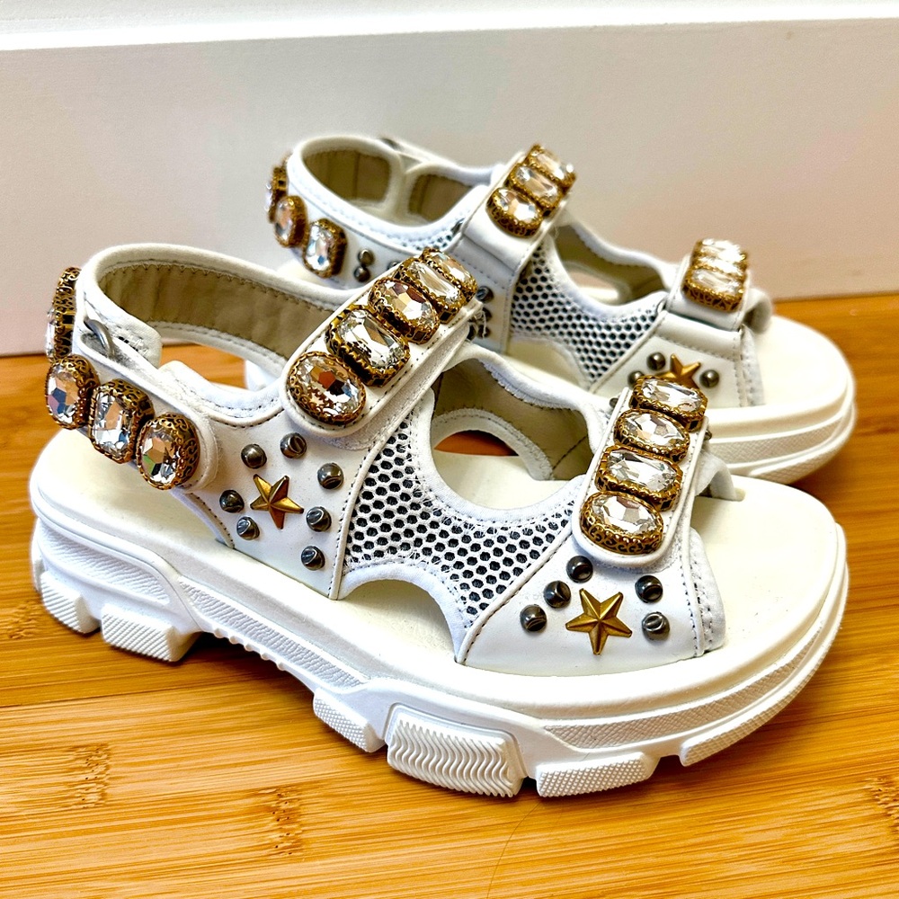 Gucci Crystal Embellished Aguru Sandals